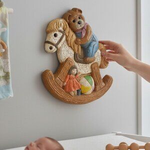 Vintage 1996 Teddy Bear/Rocking Horse Wall Hanger